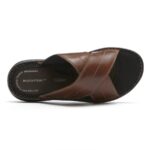Rockport Darwyn çapraz Bant Slayt Sandal Antrenörü Kahverengi Lea - Görsel 4