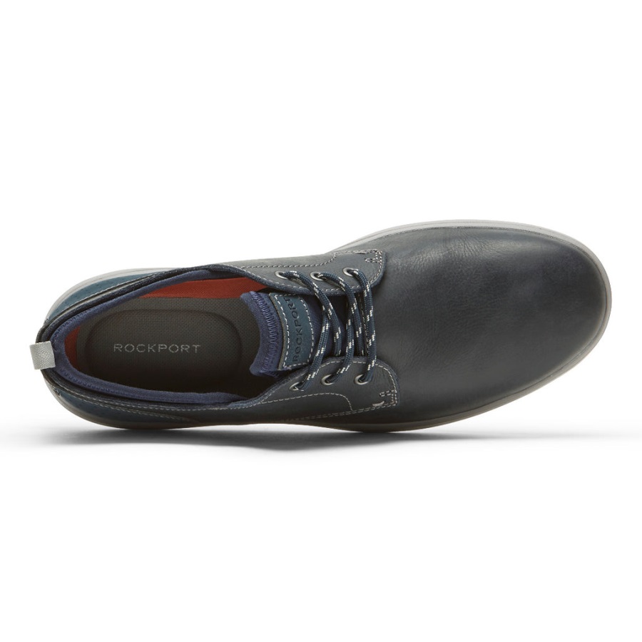 Rockport Erkek Beckwith Düz Burunlu Oxford Yeni Elbise Blues Lea Sde - Görsel 4