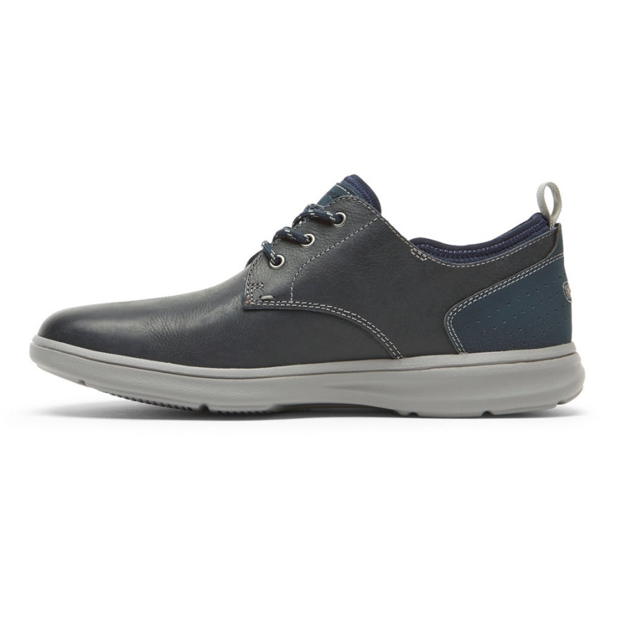 Rockport Erkek Beckwith Düz Burunlu Oxford Yeni Elbise Blues Lea Sde - Görsel 5