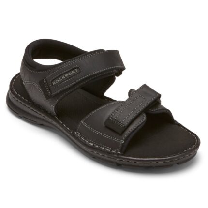 Rockport Erkek Darwyn çeyrek Askılı Sandalet Siyah Deri 2