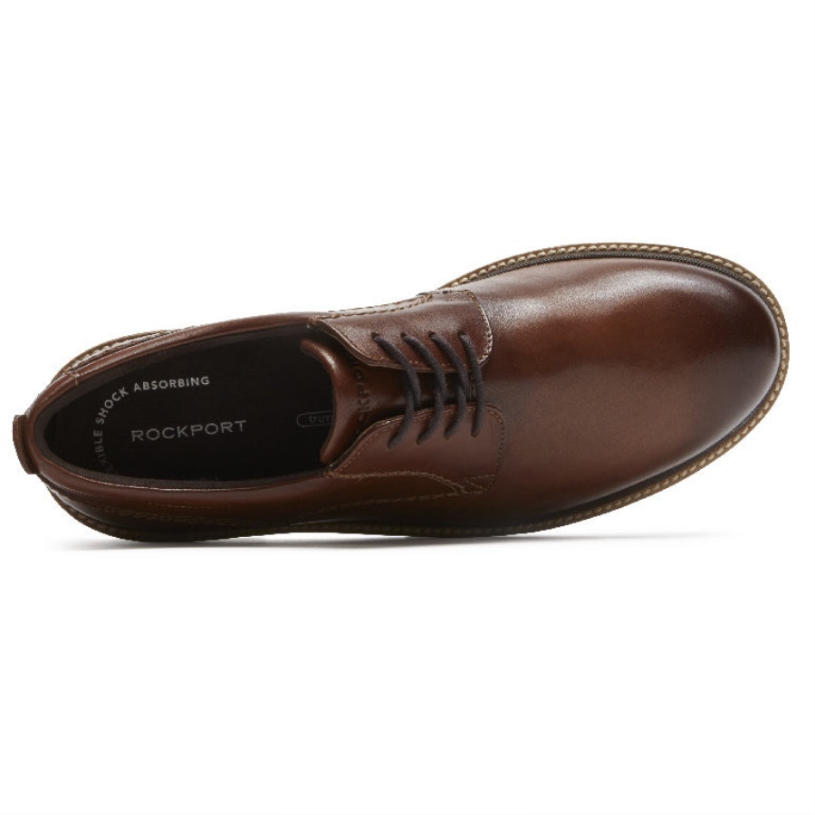 Rockport Erkek Marshall Düz Burunlu Oxford Koyu Kahverengi Deri - Görsel 4