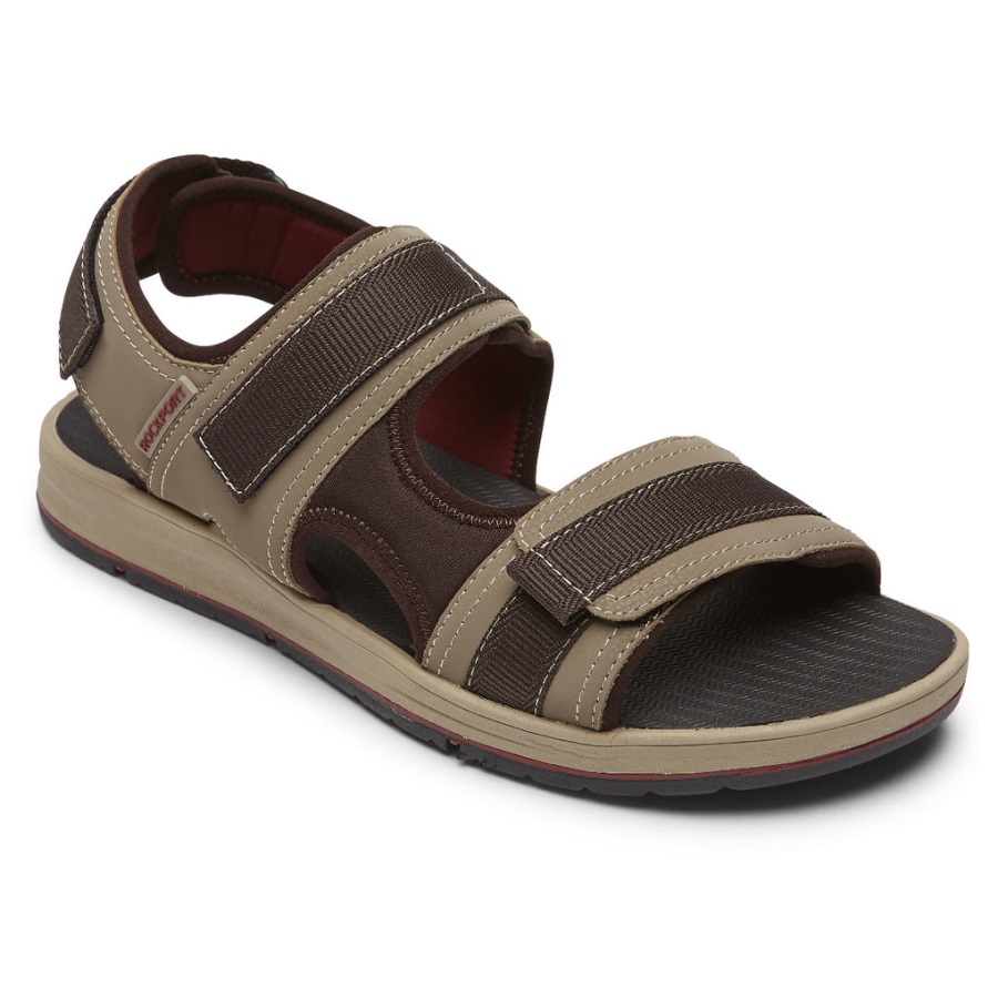 Rockport Erkek şanslı Bay Spor 3 Kayış Sandal Tan - Görsel 1