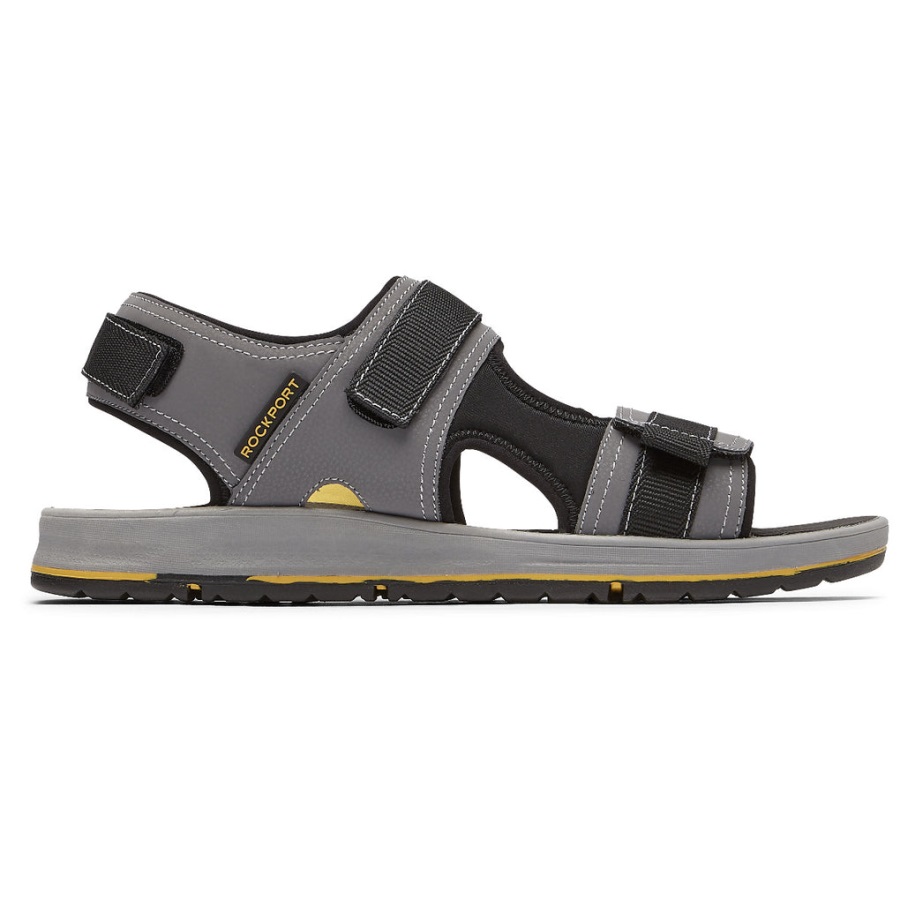 Rockport Erkek şanslı Bay Spor 3 Kayış Sandalet Gri - Görsel 2