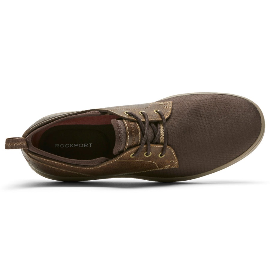 Rockport Erkek Tohumları Düz Ayak Oxford Arpa Deri Java Süet Akıntılar - Görsel 4