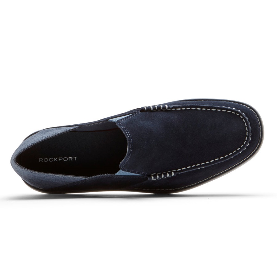 Rockport Erkek Tucker Venetian Ezilme Geri Mokasen Yeni Elbise Blues - Görsel 4