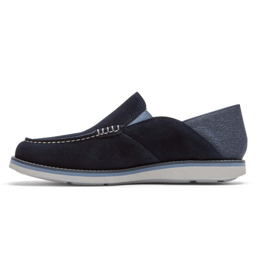 Rockport Erkek Tucker Venetian Ezilme Geri Mokasen Yeni Elbise Blues - Görsel 5